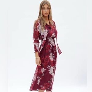 Floral Burgundy Midi Dress